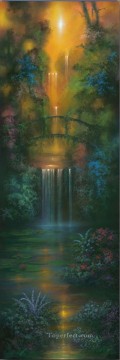 Landscapes Painting - Garden of Gold waterfall